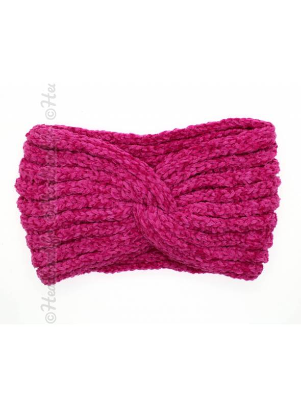 Bandeau maille chenille fushia