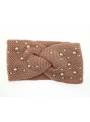 Bandeau tricot avec perles rose