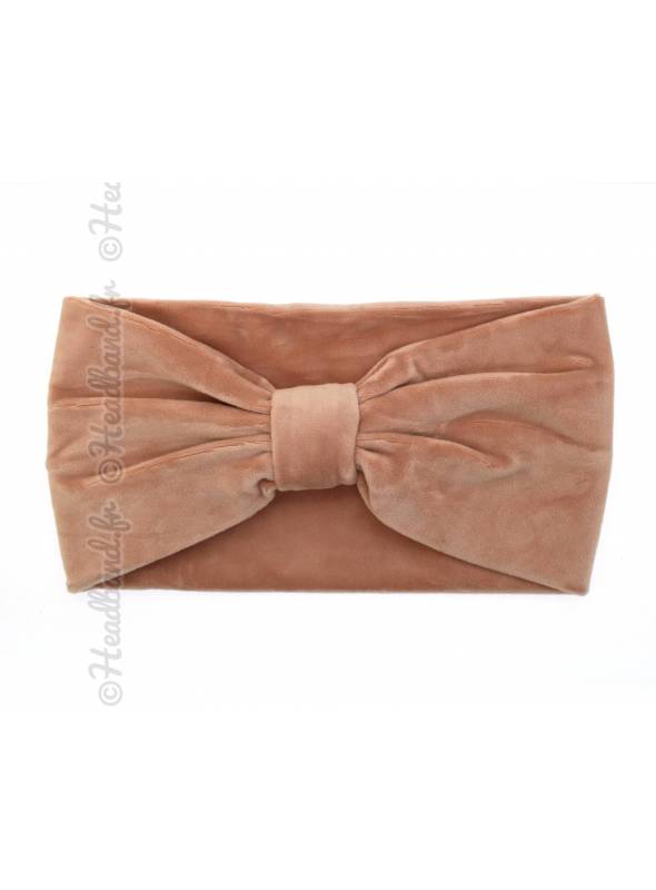 Bandeau velours noeud rose