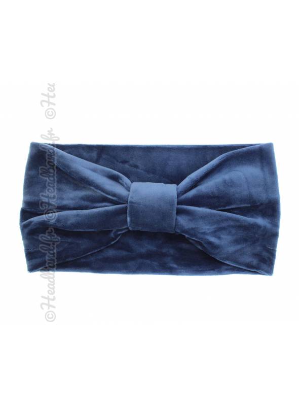 Bandeau tricot avec perles bleu