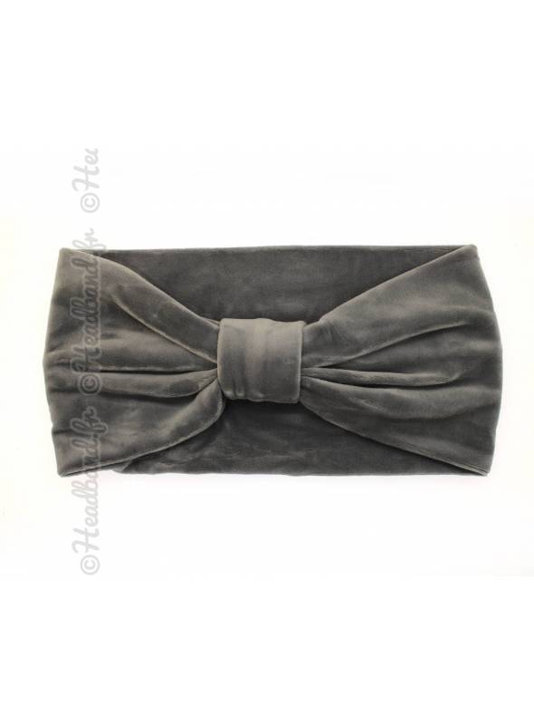 Bandeau velours noeud jaune