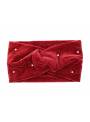 Bandeau turban velours perles rouge