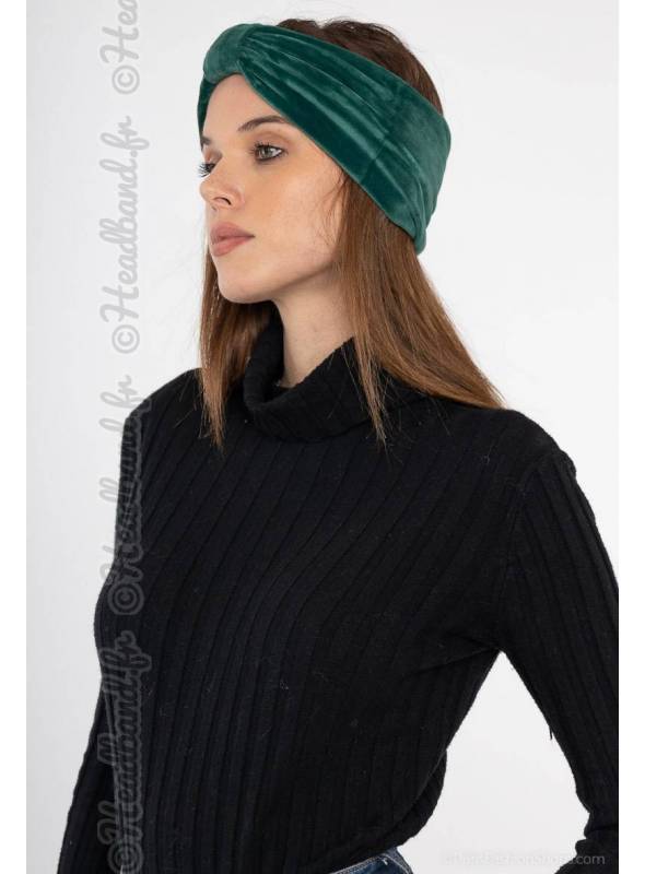 Bandeau velours noeud vert