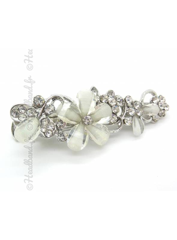 Pince clip strass fleur nacrée