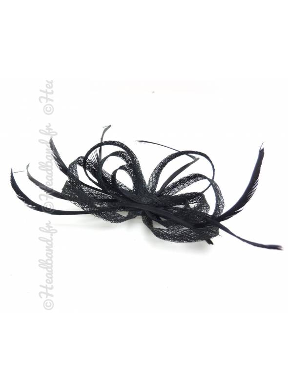 Barrette noire à plumes
