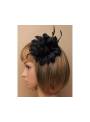 Barrette cocktail fleur noire côté