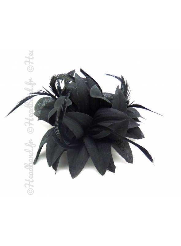 Barrette cocktail fleur noire