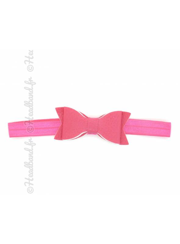 Headband noeud cuir fushia