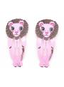 Barrettes clic-clac lion rose zoom