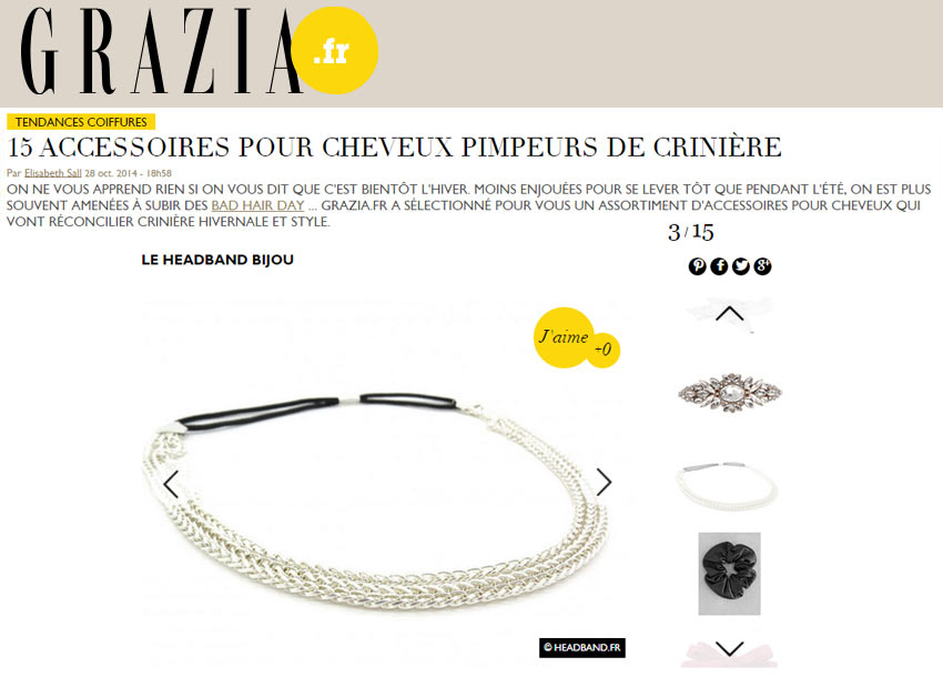 Notre headband bijou sur Grazia.fr