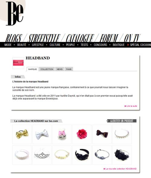 Headband.fr sur le webzine de Be