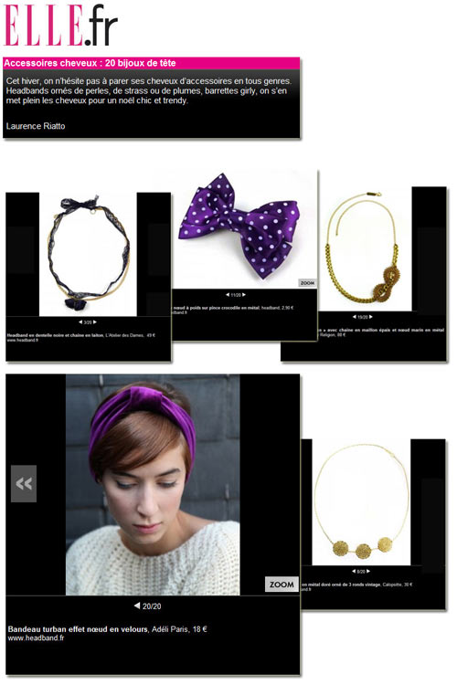 Parution de nos headbands sur Elle.fr