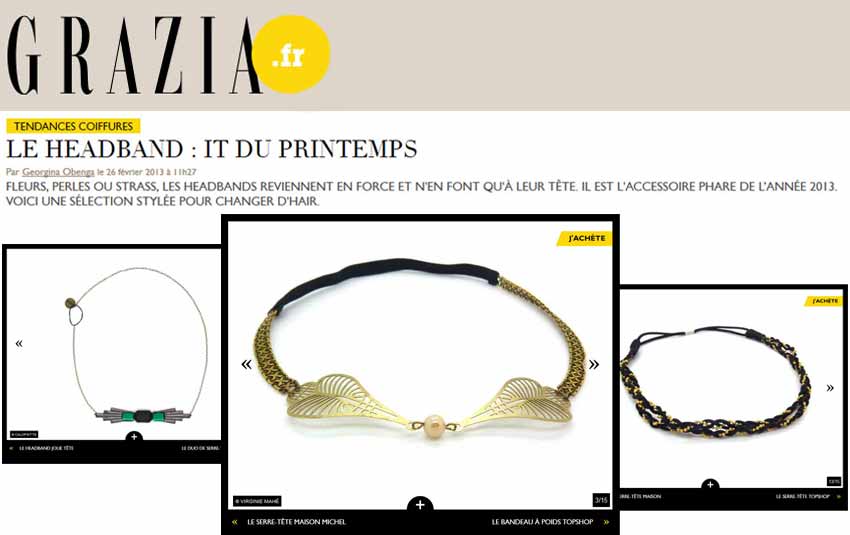 Headband.fr dans une sélection headband de Grazia.fr